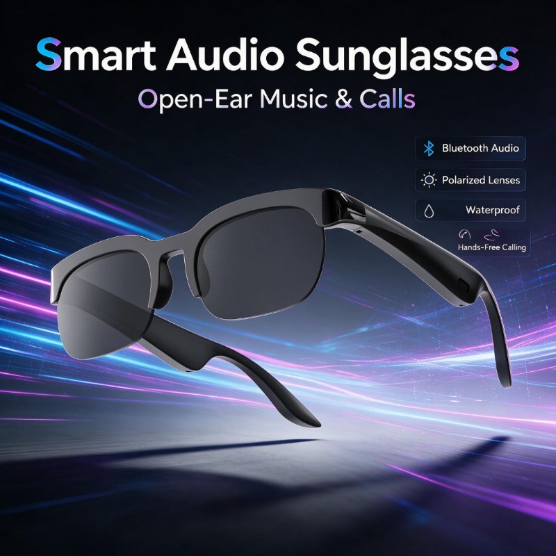 Smart Glasses Lens - Smart Audio Sunglasses Open-Ear Bluetooth Glasses