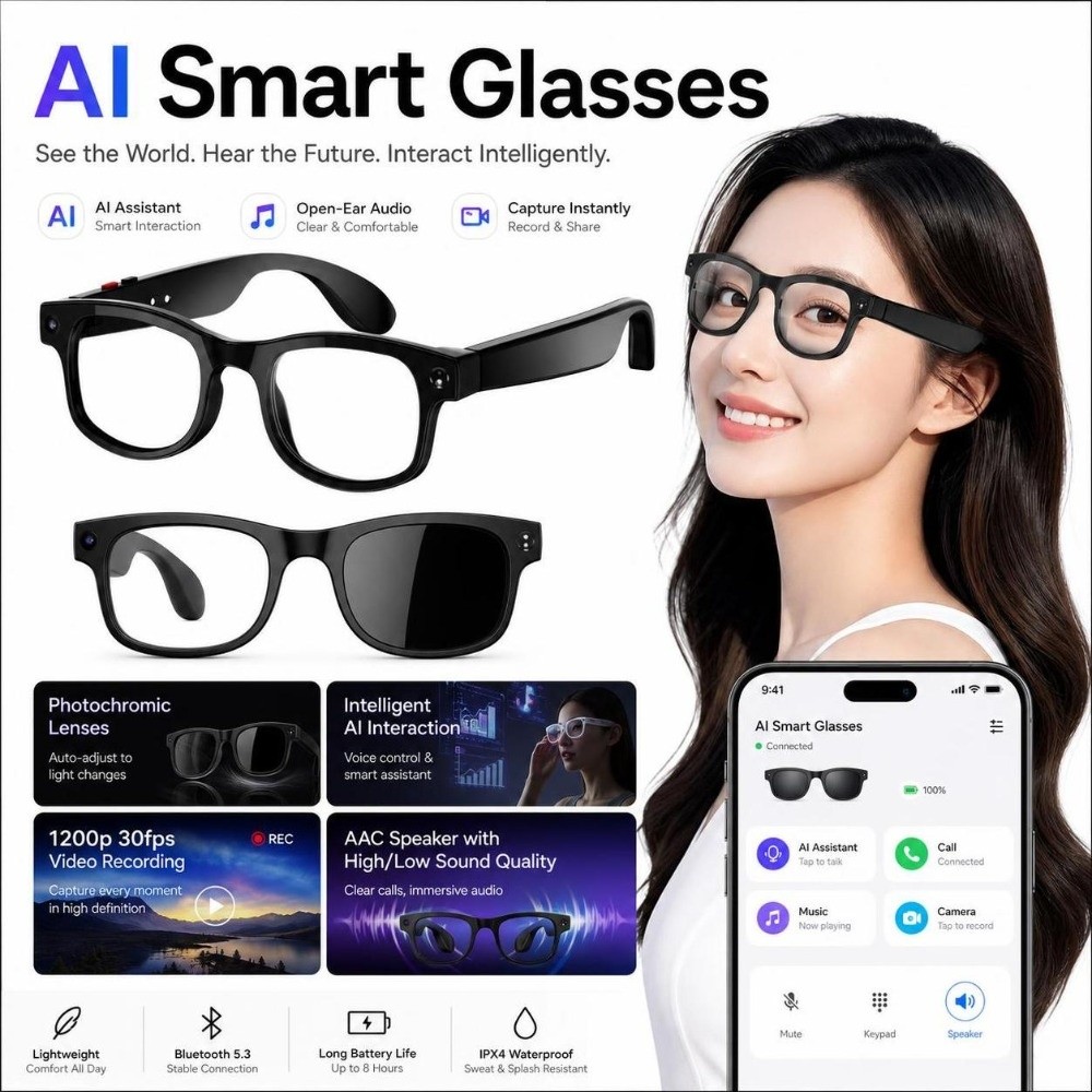2 in 1 AI Smart Glasses HD Pho - Smart Glasses Lens ulasan dan harga